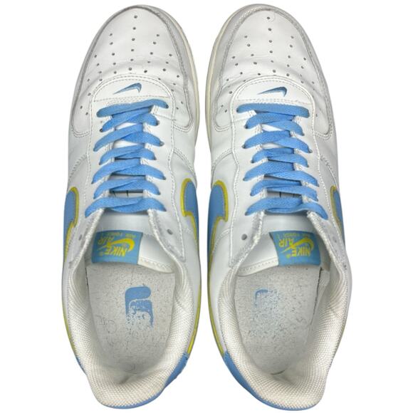 2005 Nike Air Force 1 Low White Blue Yellow 307109‑143 Size 13 main image 7